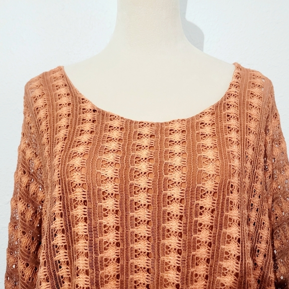 M Made in Italy Crochet Knit Silk Layered Tunic Top Boho Shabby Chic SZ Medium - Picture 2 of 11